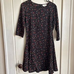 APRICOT Black Dress with Red and Yellow Floral Pattern